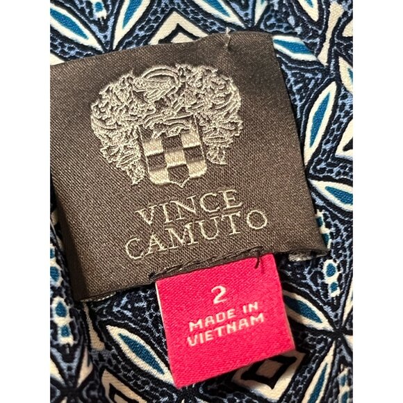 Vince Camuto blue patterned jersey sheath dress with balloon sleeve 2 NWT - Picture 12 of 13